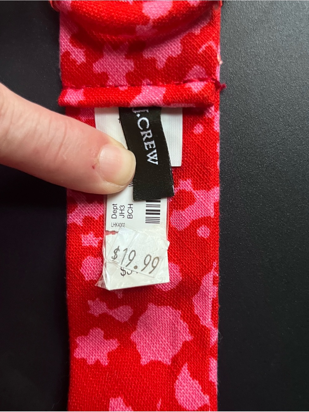 J. Crew Red and Pink Patterned Fabric Belt with Gold Ring Accent NWT - Picture 3 of 4